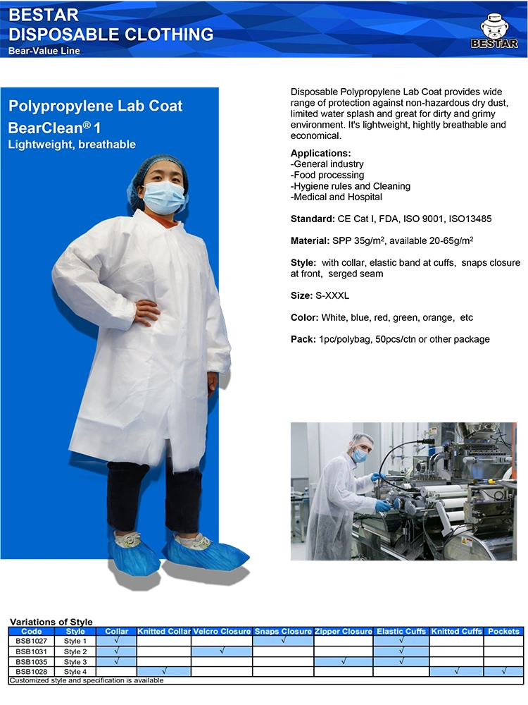 Disposable Nonwoven Spp Lab Coat Visitor Coat